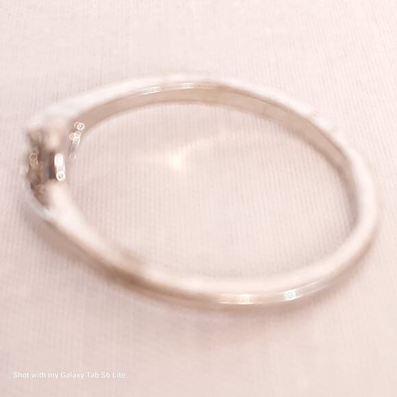 Slender Ring Silver Tone Metal Cradling Single Clear Stone - Picture 6 of 10